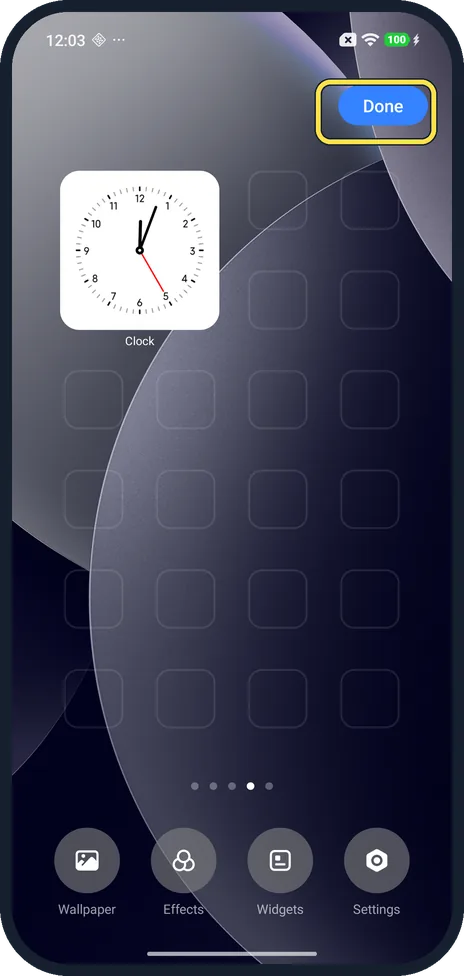 Android screenshot: Tap Done