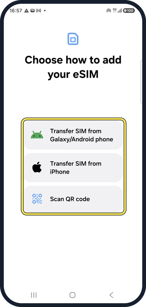 Android screenshot: Choose how to add it