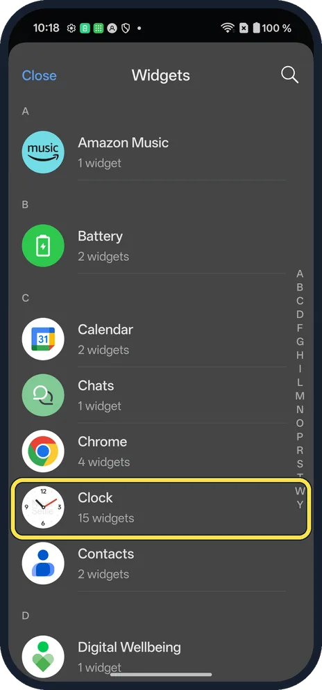 Android screenshot: Pick an app