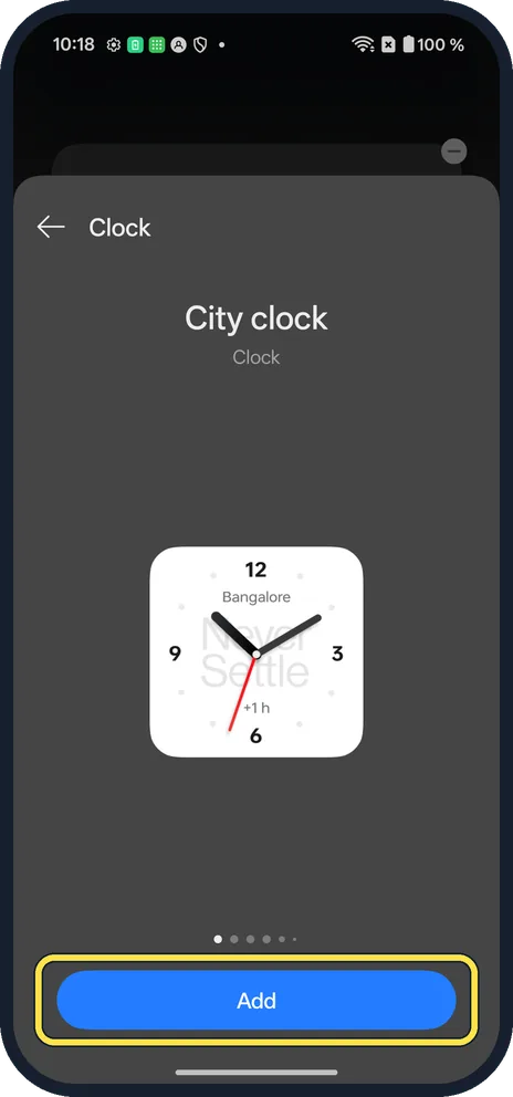 Android screenshot: Tap Add