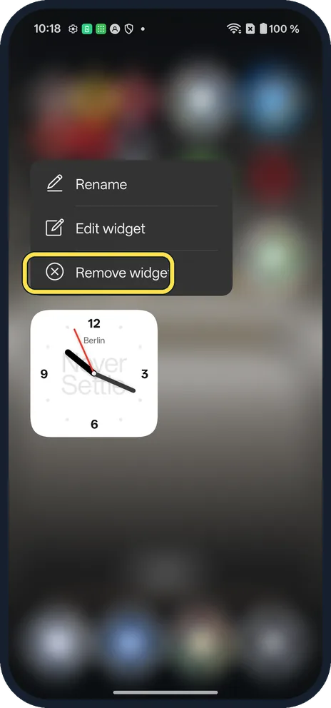 Android screenshot: To remove it, touch and hold it