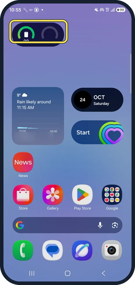 Android screenshot: Find it on the home screen