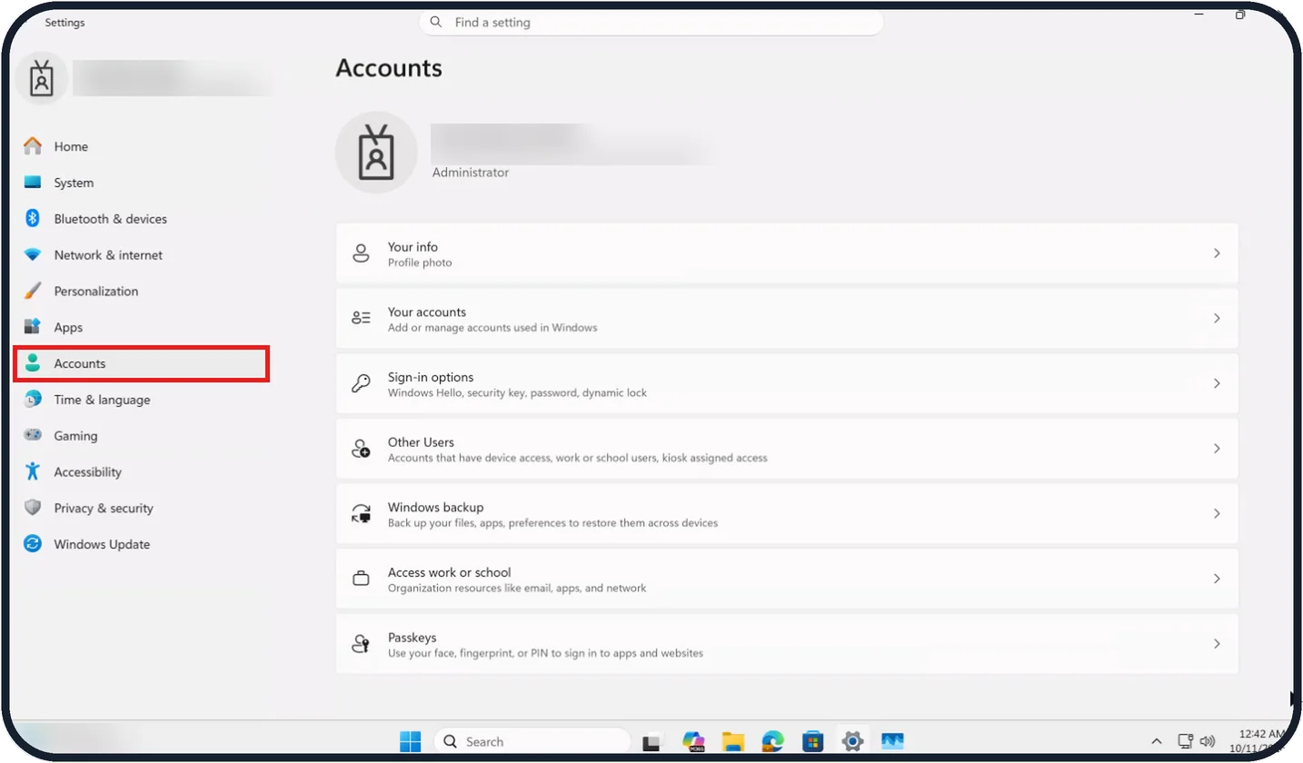 Screenshot from the guide: How to add another user account on Windows 11