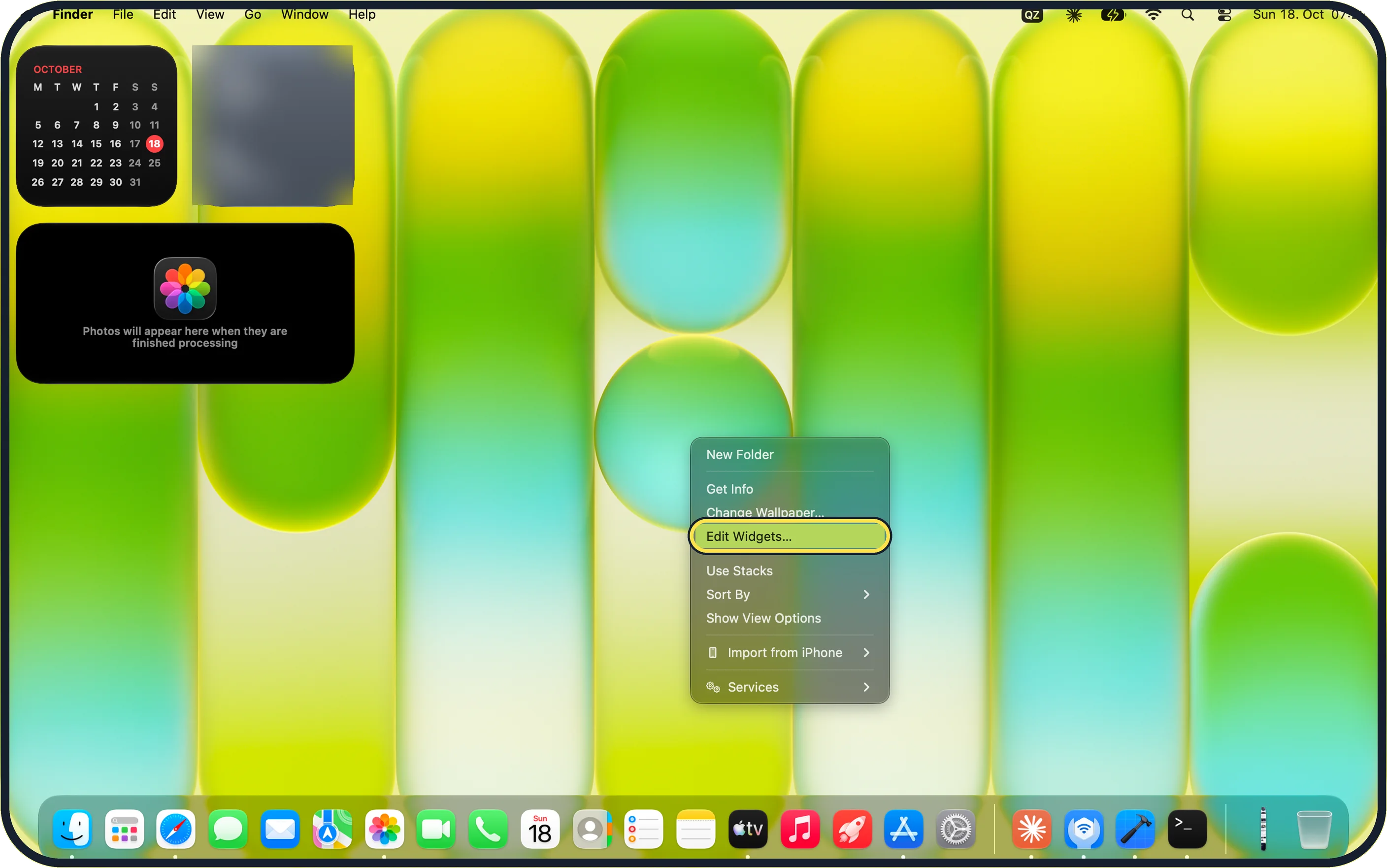 Screenshot from the guide: How to add widgets to the desktop on a Mac