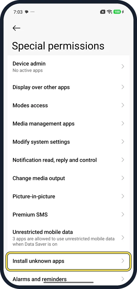 Android screenshot: Tap Install unknown apps again