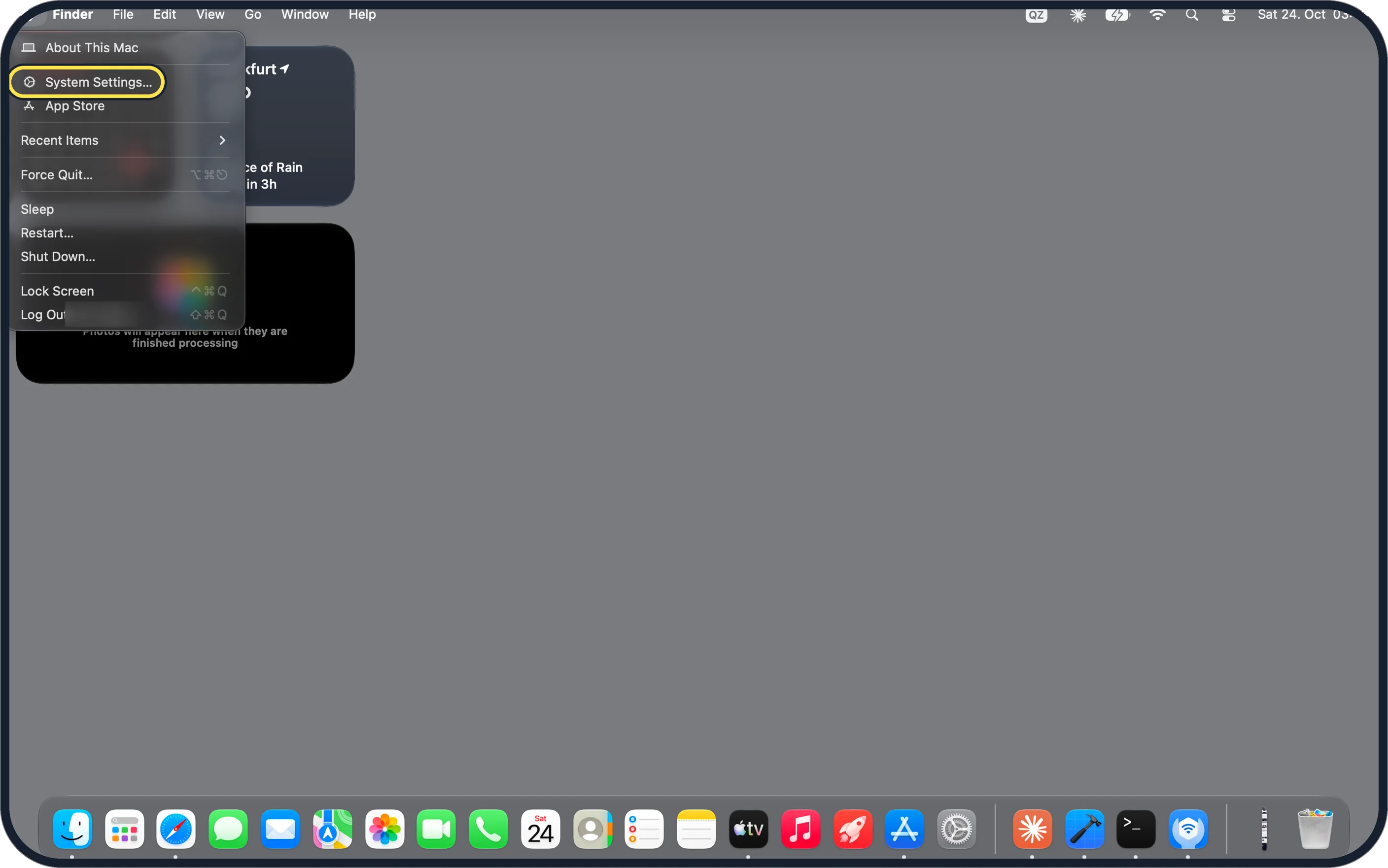 Mac screenshot: Open System Settings