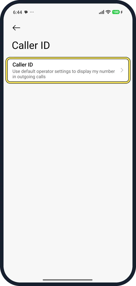 Android screenshot: Tap Caller ID again