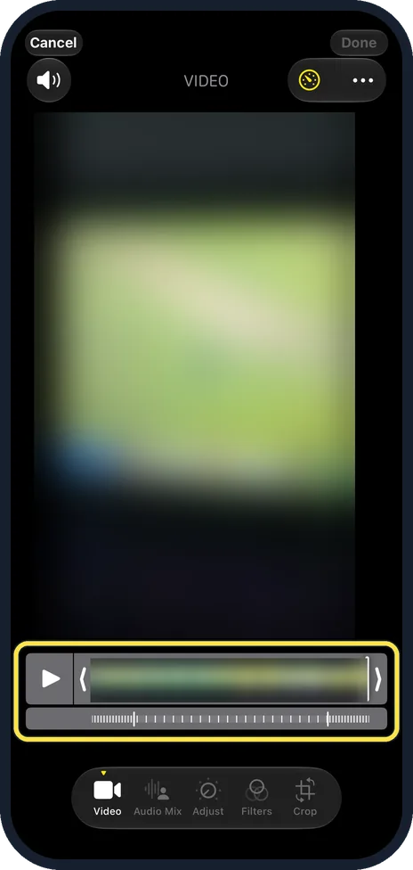 iPhone screen: Open the clip and tap Edit