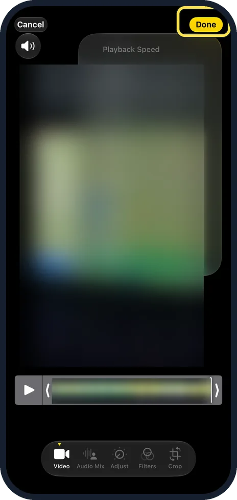 iPhone screen: Check the timeline, then tap Done