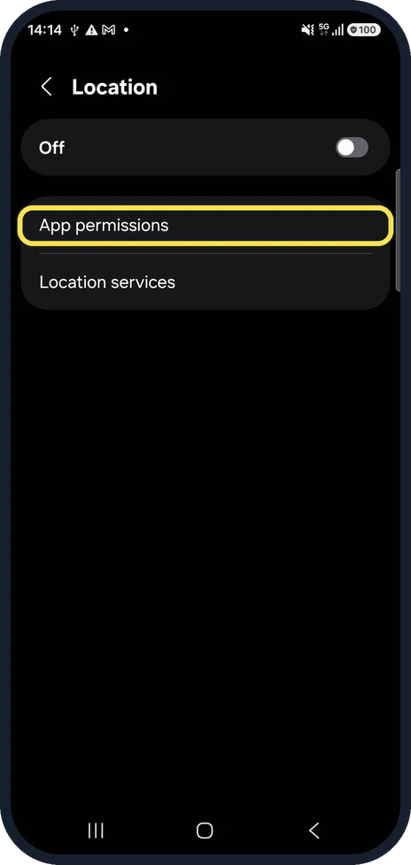 Screenshot from the guide: How to change an app's location permission on a Samsung Galaxy