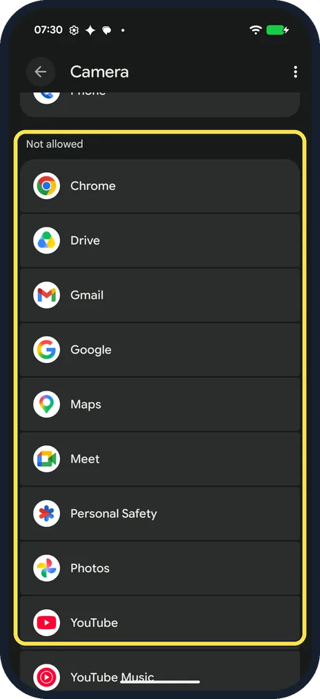 Android screenshot: See who is blocked