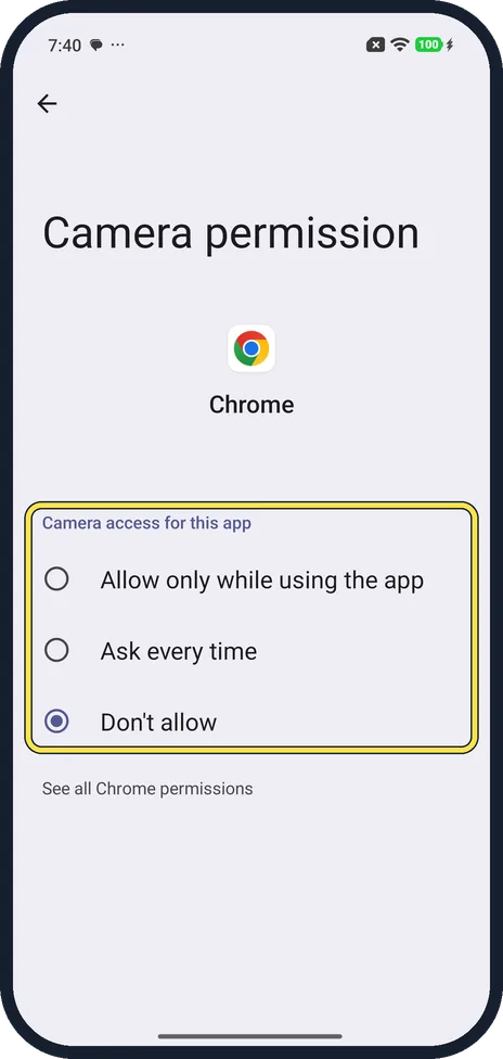 Android screenshot: Change it for one app