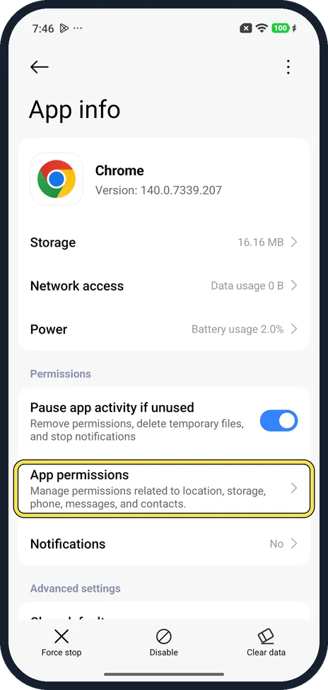 Android screenshot: Or start from the app
