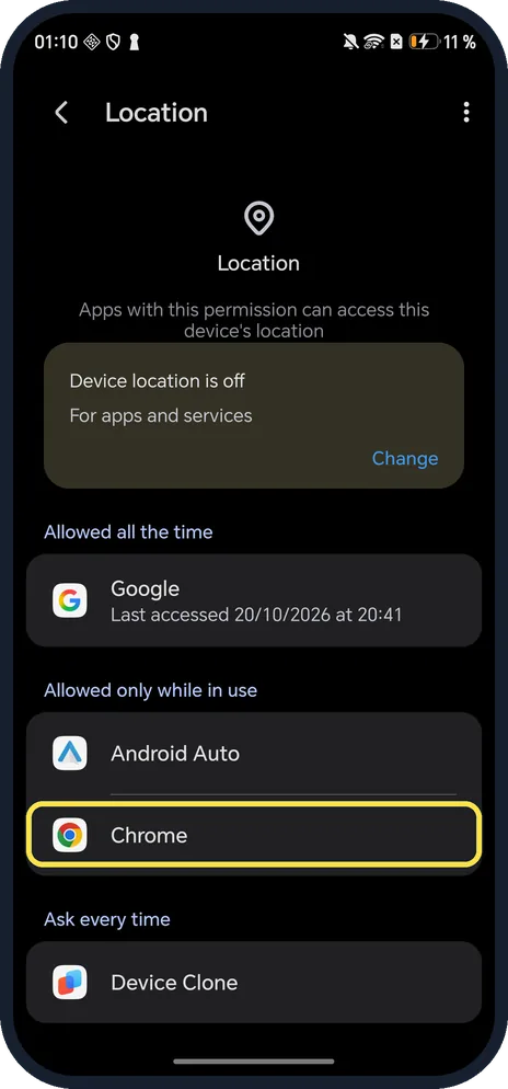 Android screenshot: Tap the app