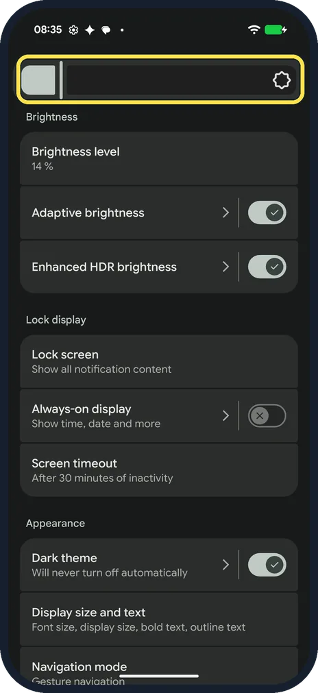 Android screenshot: Drag the slider