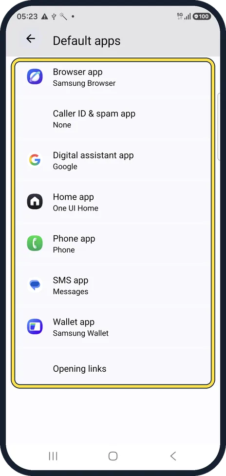 Android screenshot: Pick a category