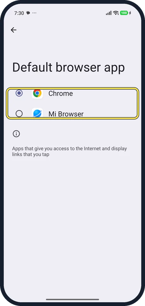 Android screenshot: Choose the app