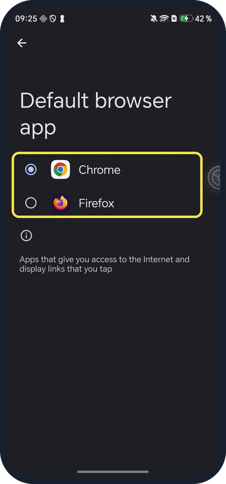 Android screenshot: Pick the app