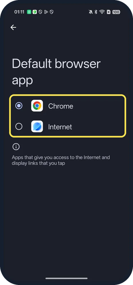 Android screenshot: Pick the app