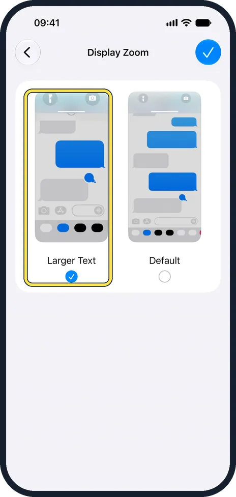 iPhone screen: Choose Larger Text