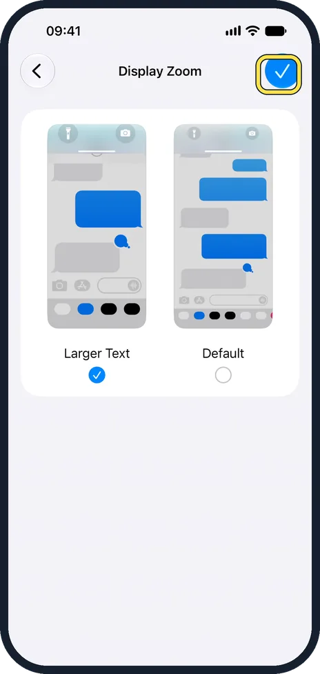 iPhone screen: Tap the tick to apply it