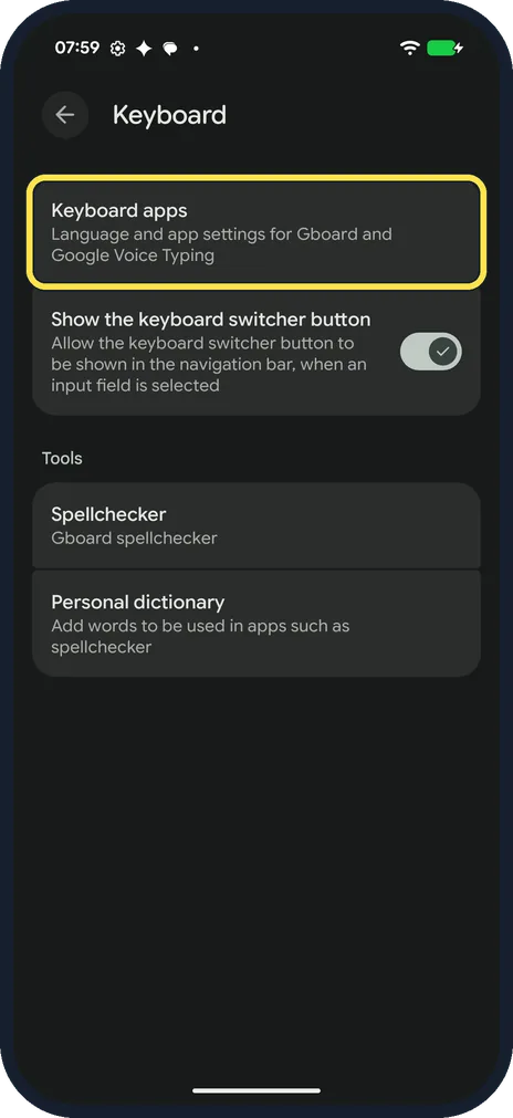 Screenshot from the guide: How to change Gboard keyboard settings on a Google Pixel (Android 17)