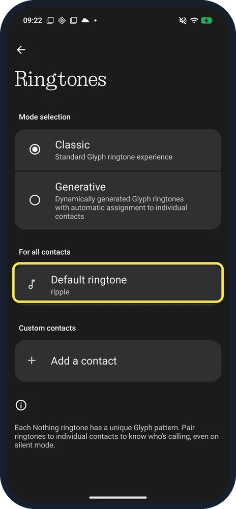 Screenshot from the guide: How to change Glyph ringtones on a Nothing Phone