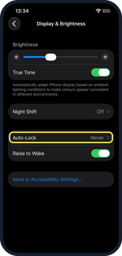 iPhone screen: Tap Auto-Lock