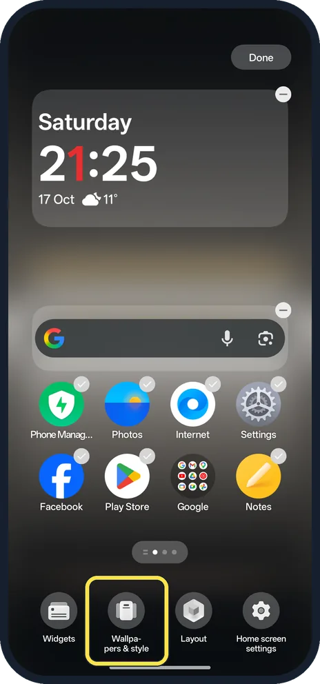 Screenshot from the guide: How to change icon shape and system colours on a OnePlus (OxygenOS 16)