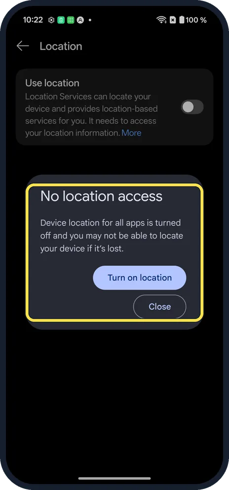Android screenshot: Switch it off