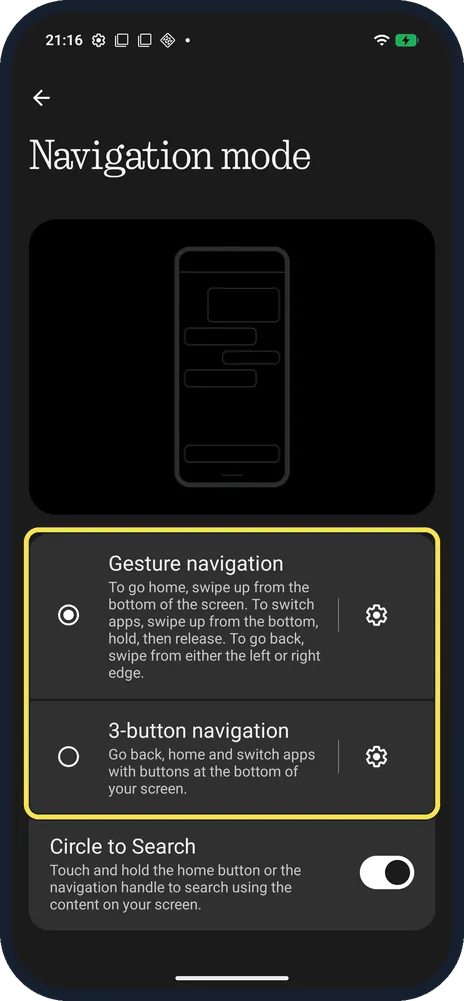 Android screenshot: Pick a mode