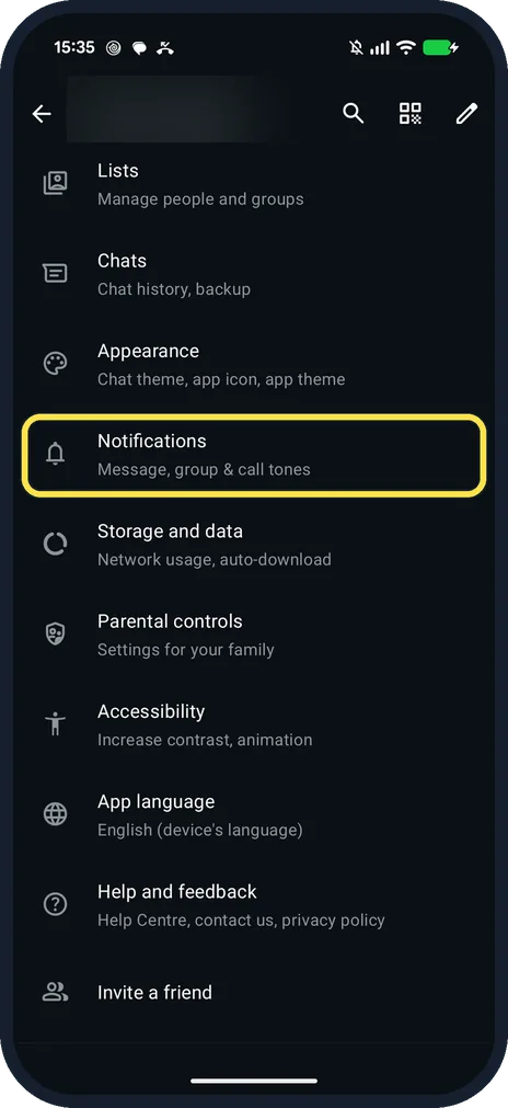 Android screenshot: Tap Notifications