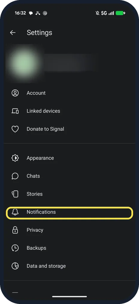 Android screenshot: Tap Notifications
