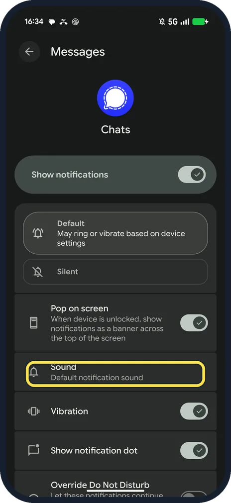Android screenshot: Change the sound