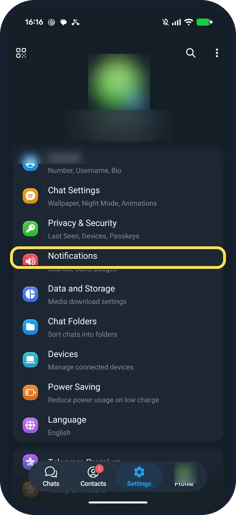 Android screenshot: Tap Notifications