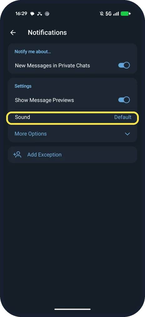 Android screenshot: Change the sound or previews