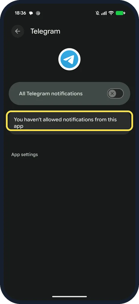 Android screenshot: Check it is off