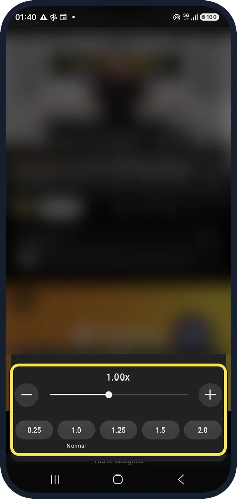 Android screenshot: Pick a speed