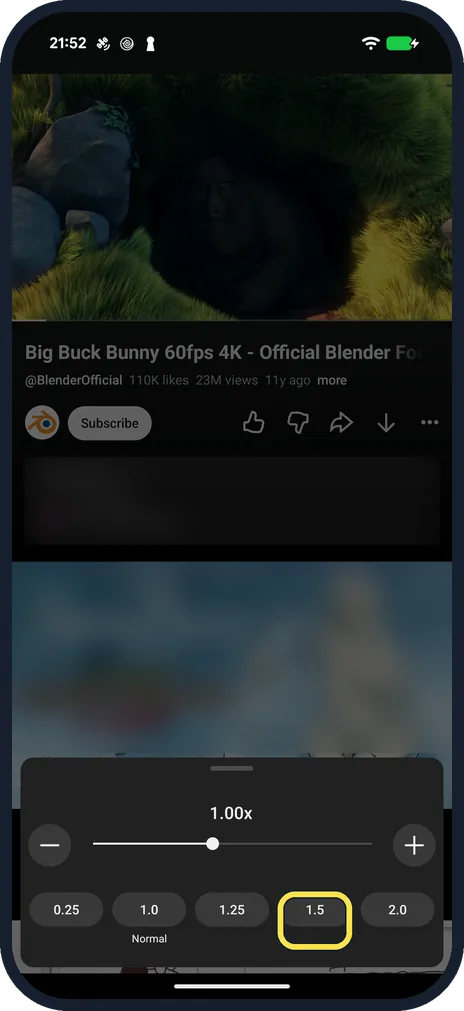 Android screenshot: Pick a speed