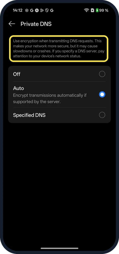 Android screenshot: Read the note