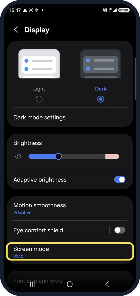 Android screenshot: Tap Screen mode