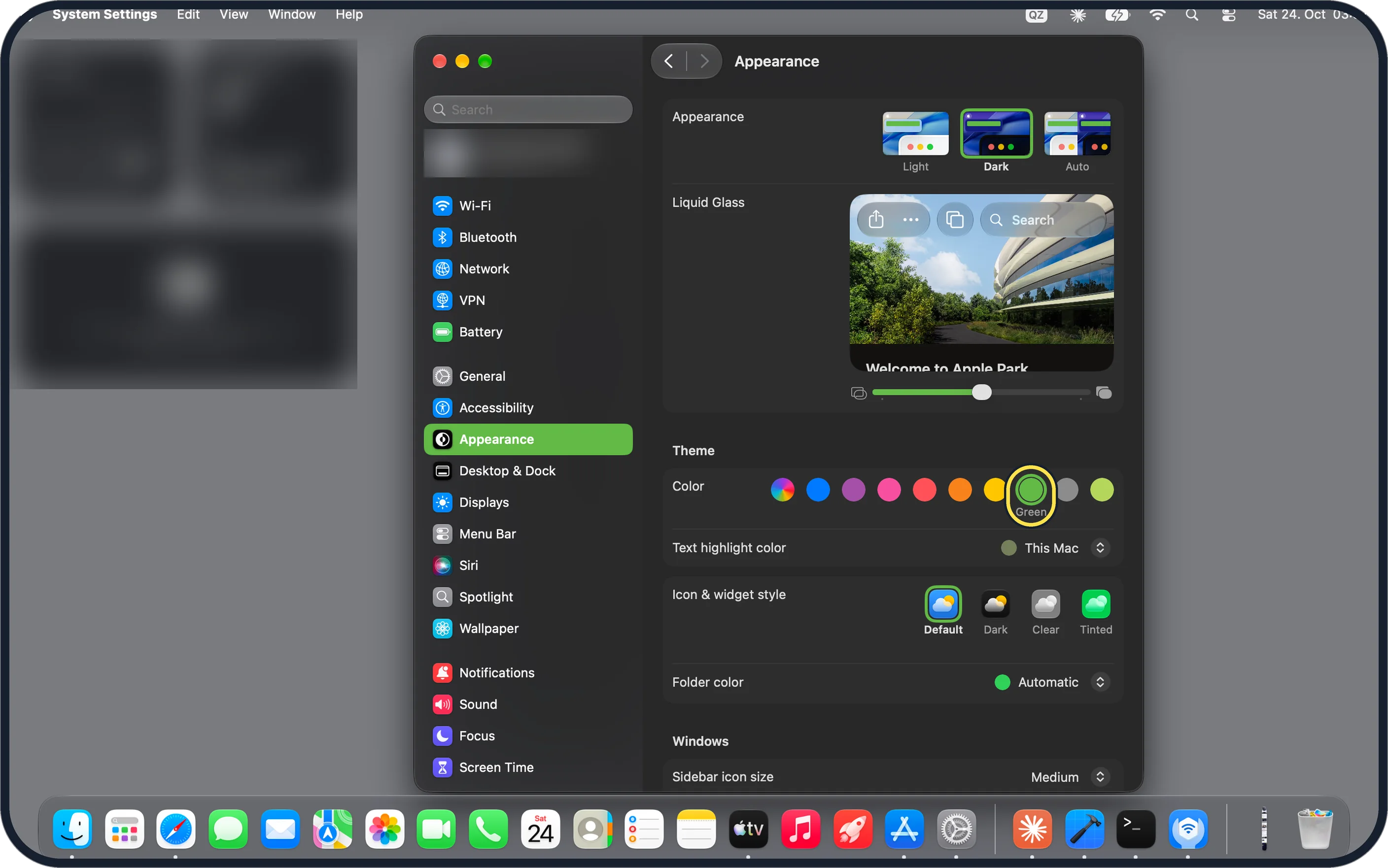 Mac screenshot: Click a colour