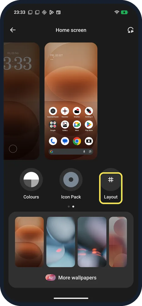 Android screenshot: Tap Layout