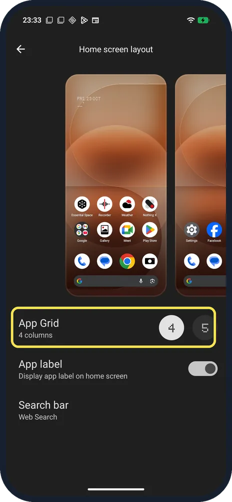 Android screenshot: Tap App Grid