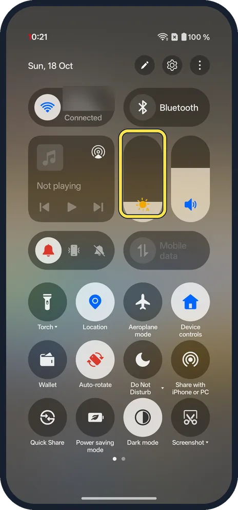 Android screenshot: Use the slider