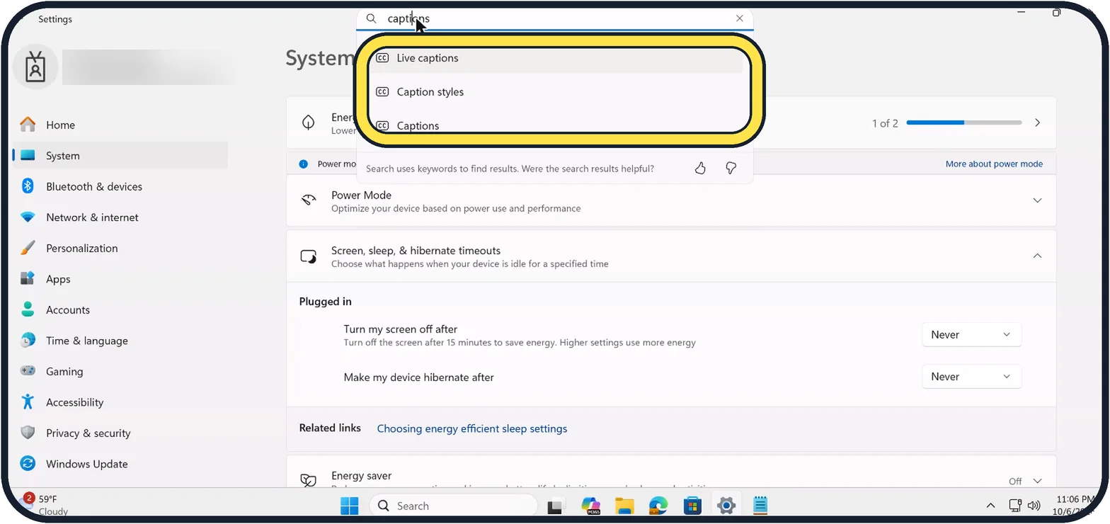 Screenshot from the guide: How to change the caption style on Windows 11