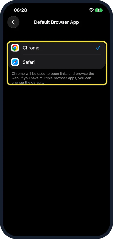 iPhone screen: Choose the app