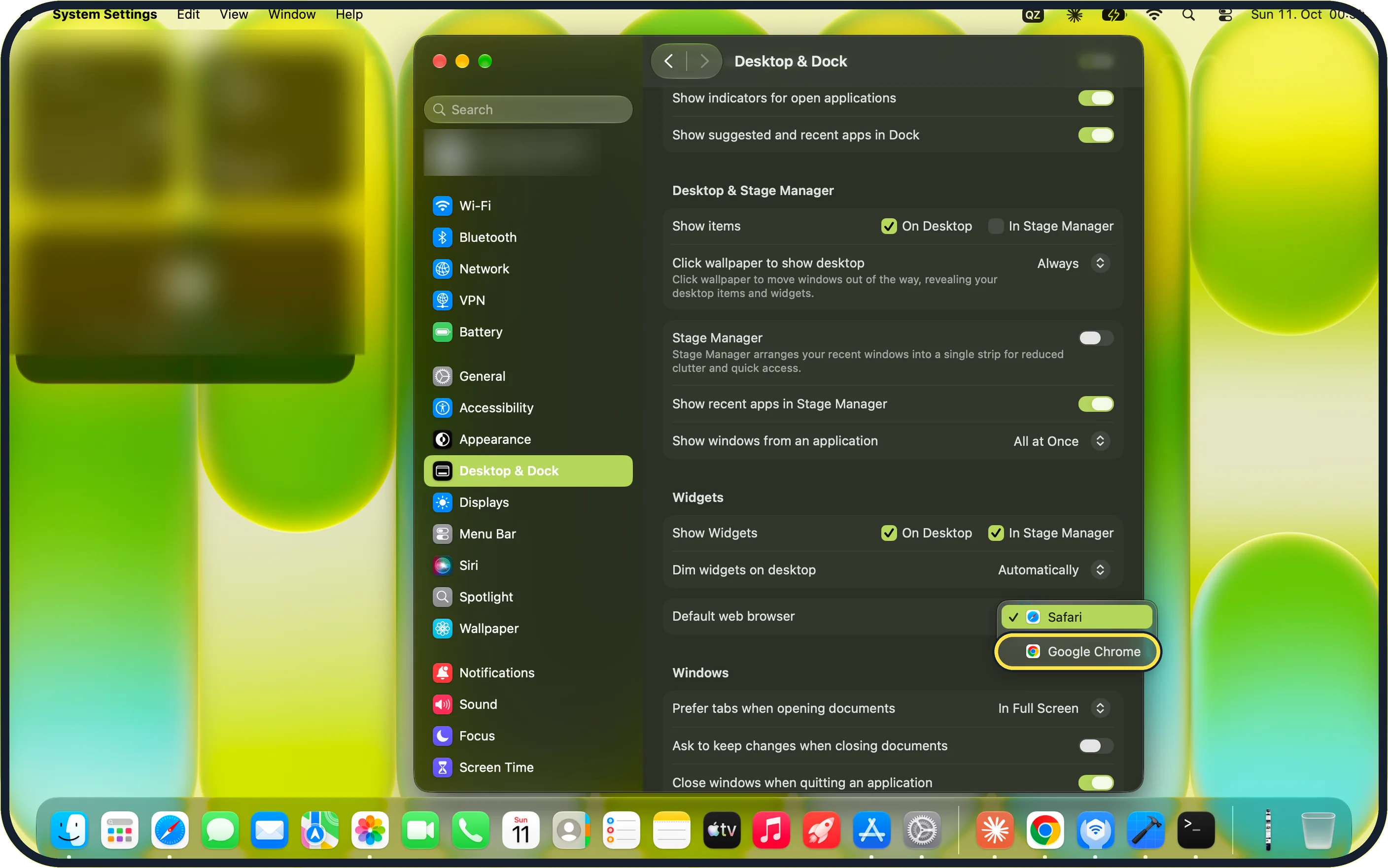 Mac screenshot: Choose the browser