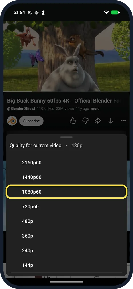 Android screenshot: Or pick a resolution