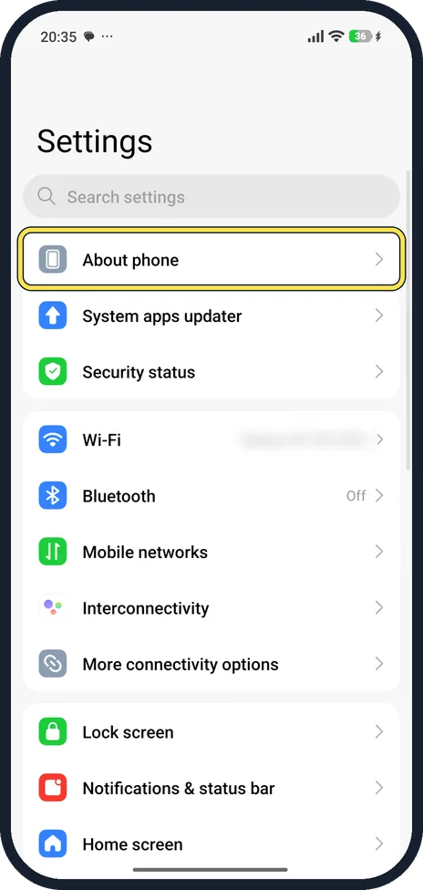 Screenshot from the guide: How to change the device name on a Xiaomi phone (HyperOS 3)